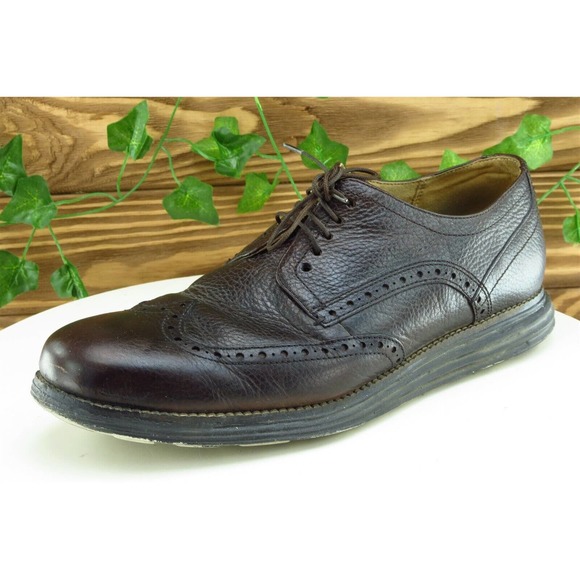 Cole Haan Grandos‎ Shoes Sz 9.5 M Brown Wingtip Oxfords Leather Men - Picture 1 of 8